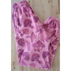 Vintage Mushroom Sweatpants Size SM Pink Hippie Festival Fairy Boho